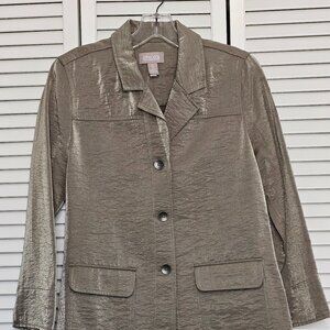 Chico's Size 0 Misty Green Rayon/Nylon Jacket Long Sleeve